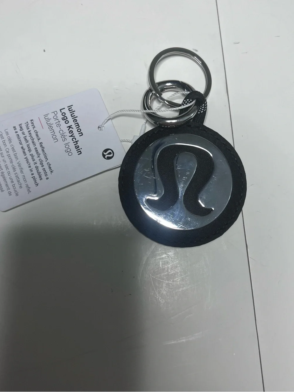 lululemon athletica Black and Silver Logo Keychain